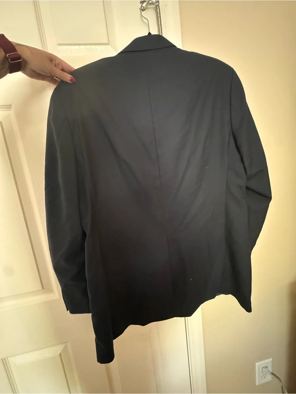 Chaps Navy Two-Button Blazer with Gold Buttons